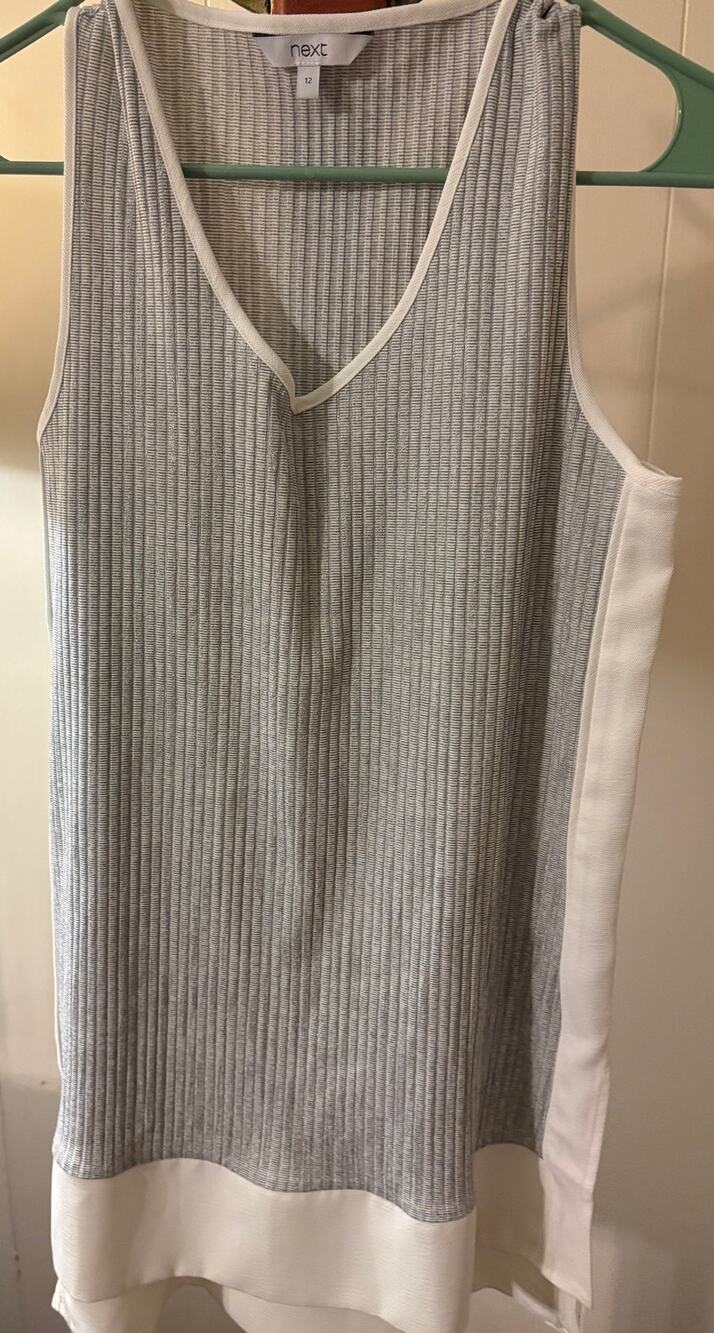 Next Gray Ribbed Sleeveless Top Sz 12